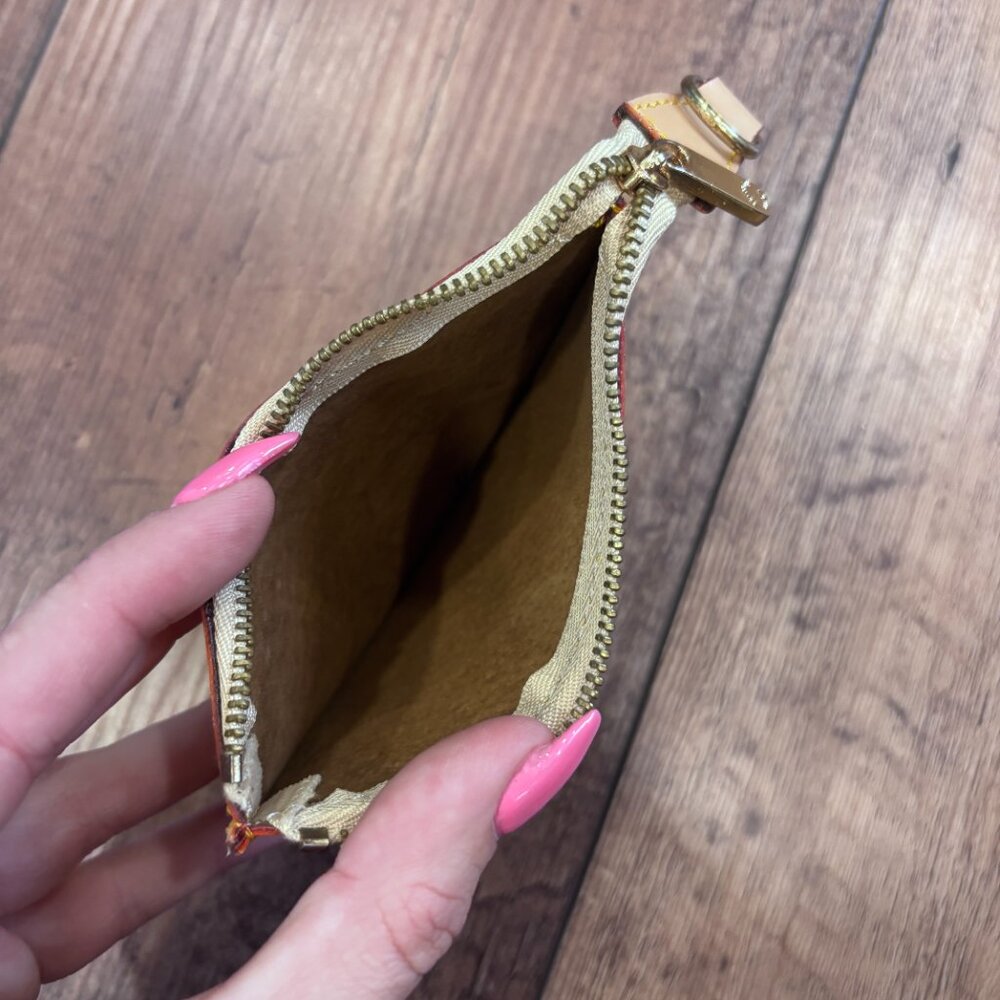Louis Vuitton Interior Leather Key Pouch Holder Zipper 3.5"x5" Small Coin Pouch - Picture 3 of 8